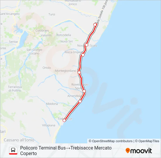 POLICORO-TREBISACCE Bus Line Map
