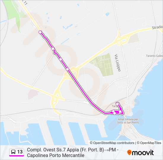 Linea 13: Orari, Fermate E Mappe - Compl. Ovest Ss.7 Appia (Fr. Port. B ...