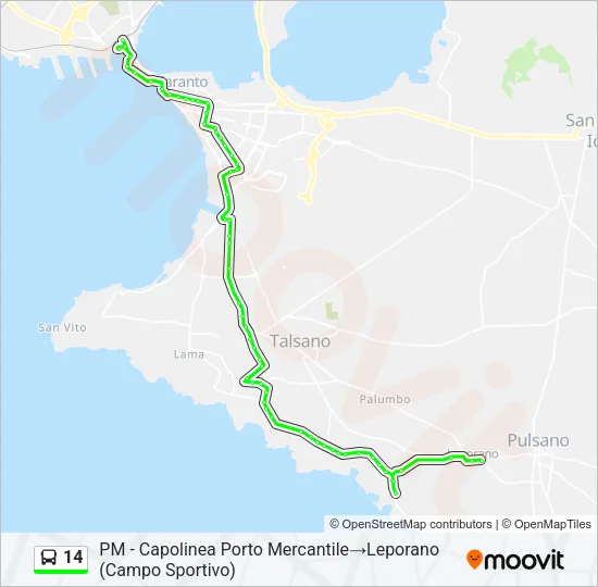 Percorso linea bus 14