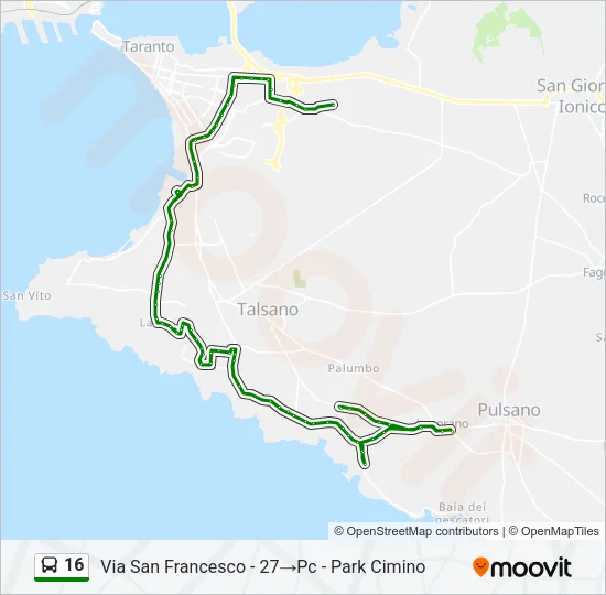 16 Bus Line Map