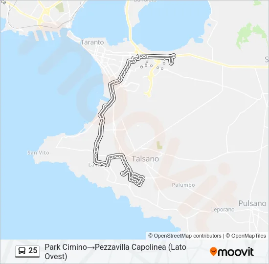 25 Bus Line Map