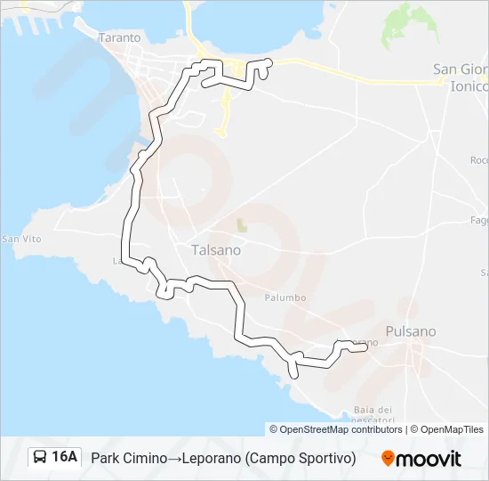 16A Bus Line Map