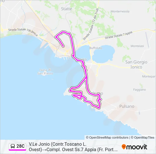 28C Bus Line Map