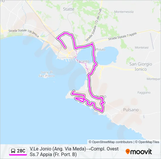 28C Bus Line Map