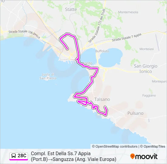 28C Bus Line Map