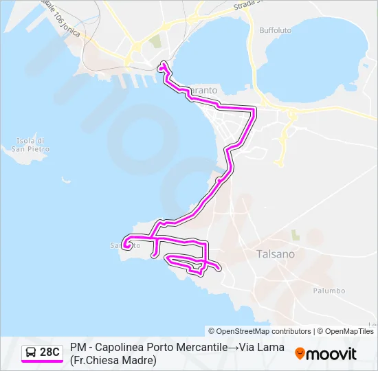 28C Bus Line Map