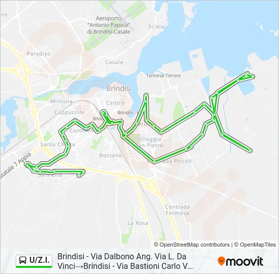 U/Z.I. Bus Line Map