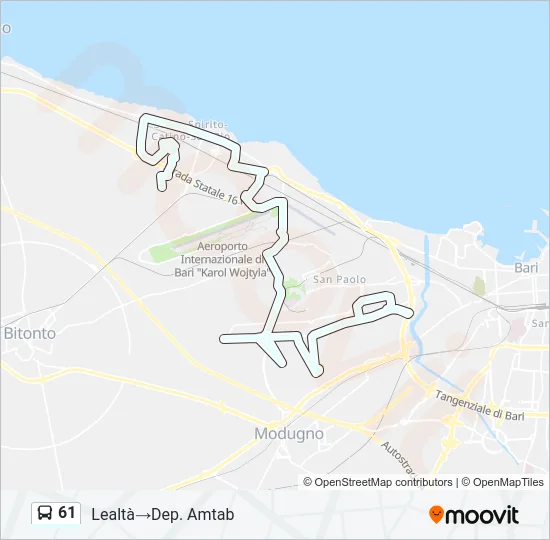 61 Bus Line Map