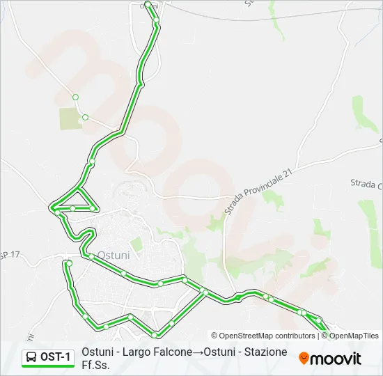 OST-1 Bus Line Map