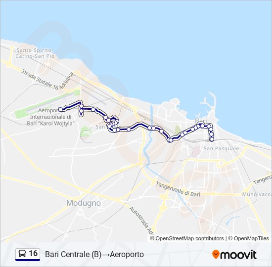 Linea 16: Orari, Fermate E Mappe - Bari Centrale (B)‎→Aeroporto ...