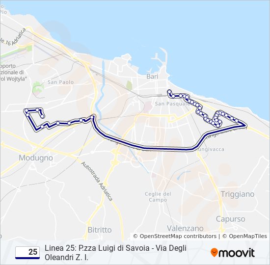 25 bus Line Map