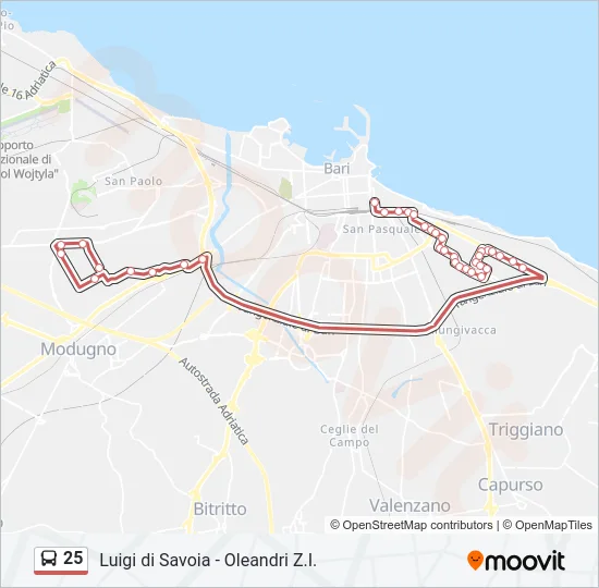 25 Bus Line Map