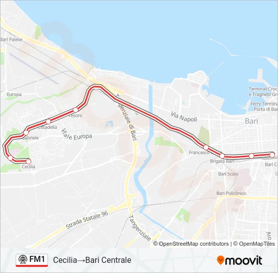 Percorso linea metro FM1