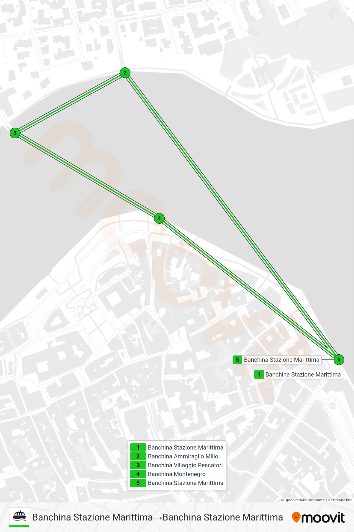 Linea M. BARCA navigazione (Banchina Stazione Marittima→Banchina Stazione Marittima) - Percorsi e fermate sulla mappa