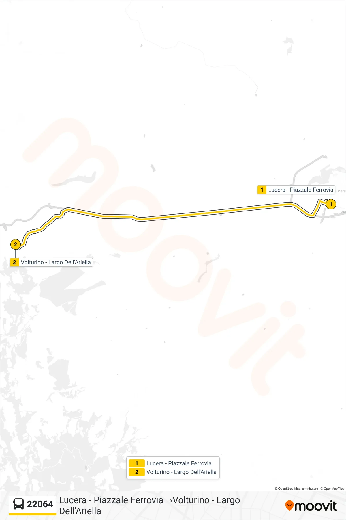 Linea 22064 bus (Lucera - Piazzale Ferrovia→Volturino - Largo Dell'Ariella) - Percorsi e fermate sulla mappa