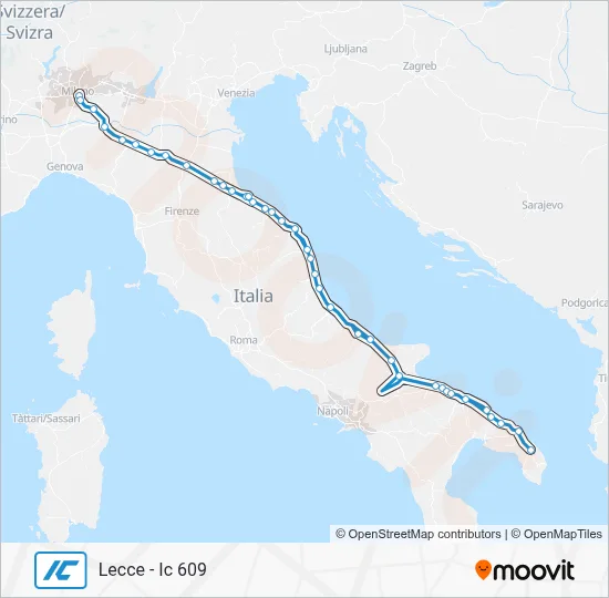 Percorso linea treno IC