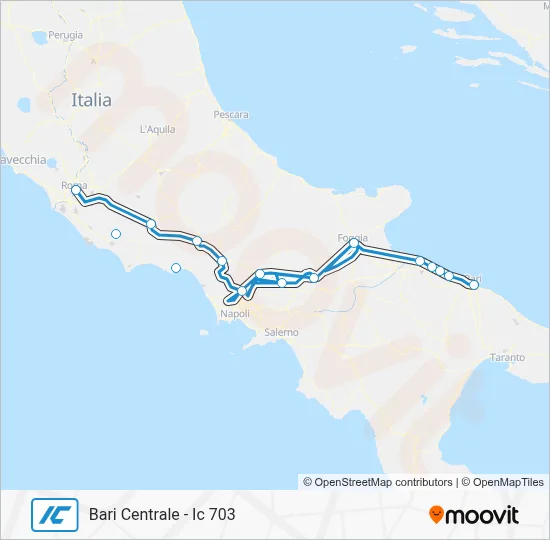 Percorso linea treno IC