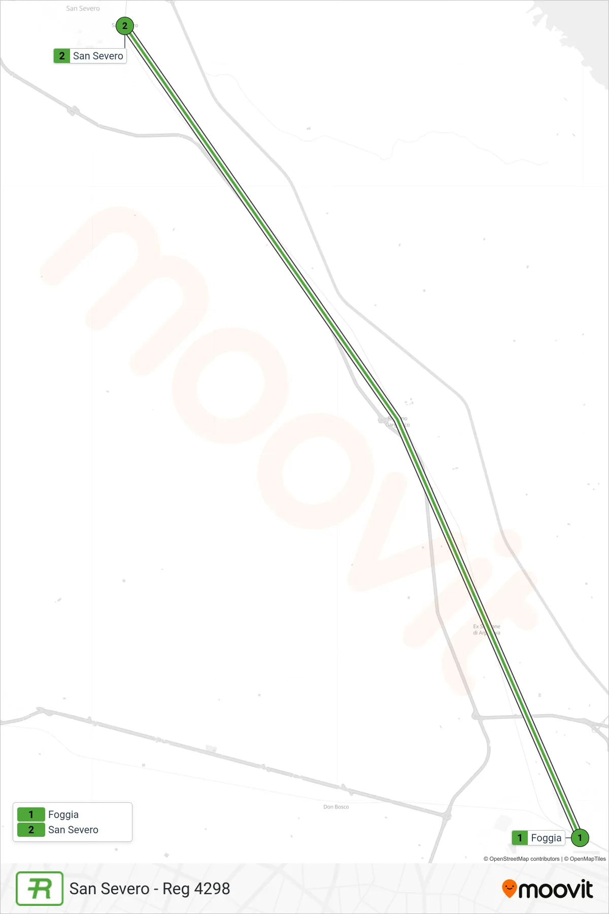 Linea REG treno (San Severo - Reg 4298) - Percorsi e fermate sulla mappa