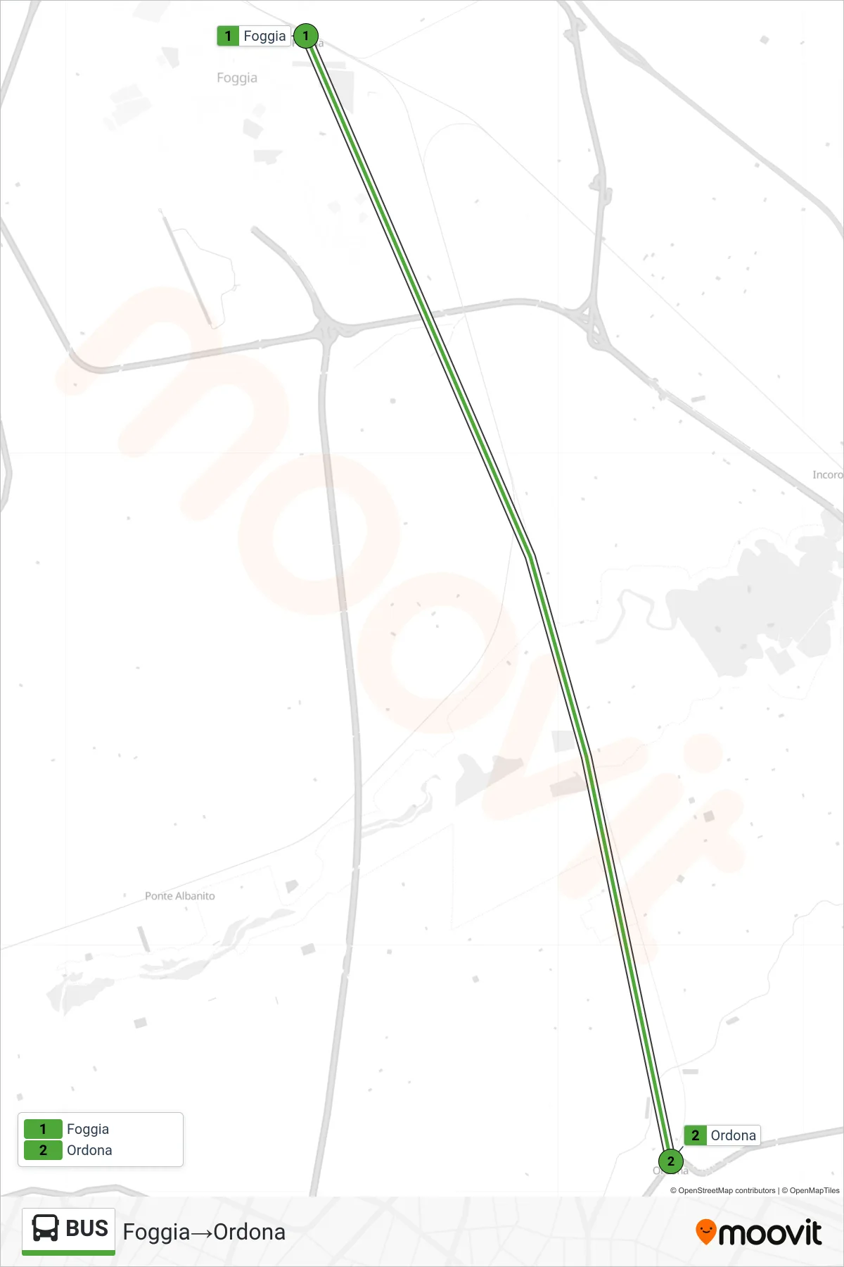 Linea BUS bus (Foggia→Ordona) - Percorsi e fermate sulla mappa