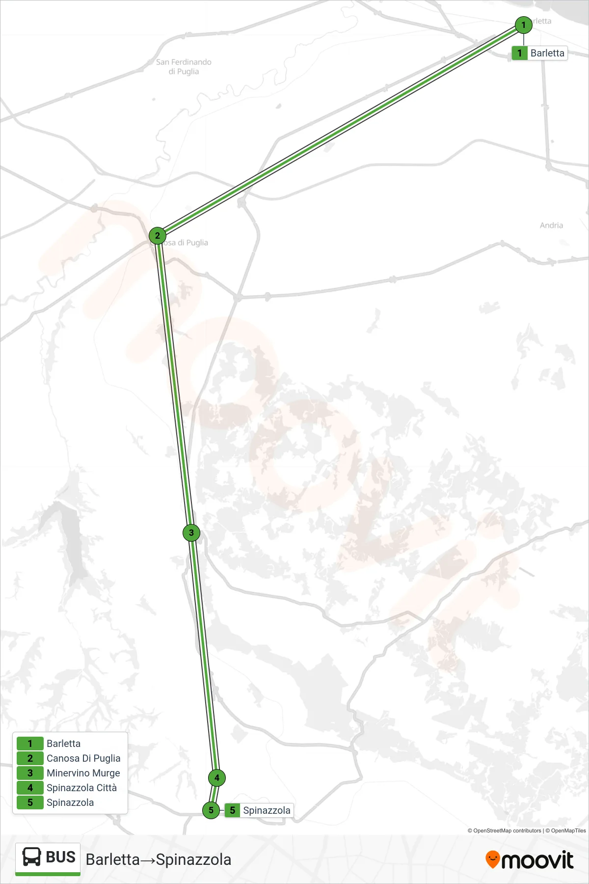 Linea BUS bus (Barletta→Spinazzola) - Percorsi e fermate sulla mappa