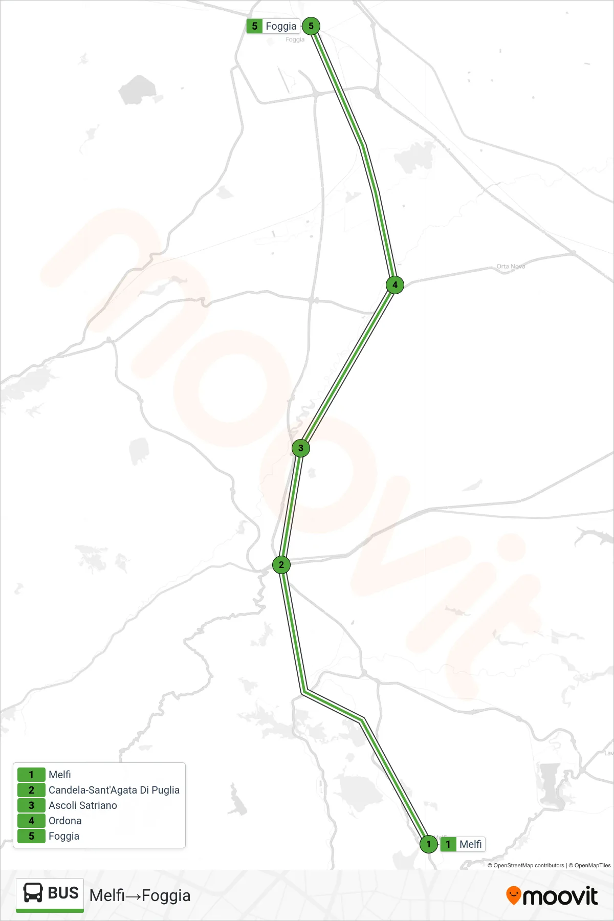 Linea BUS bus (Melfi→Foggia) - Percorsi e fermate sulla mappa