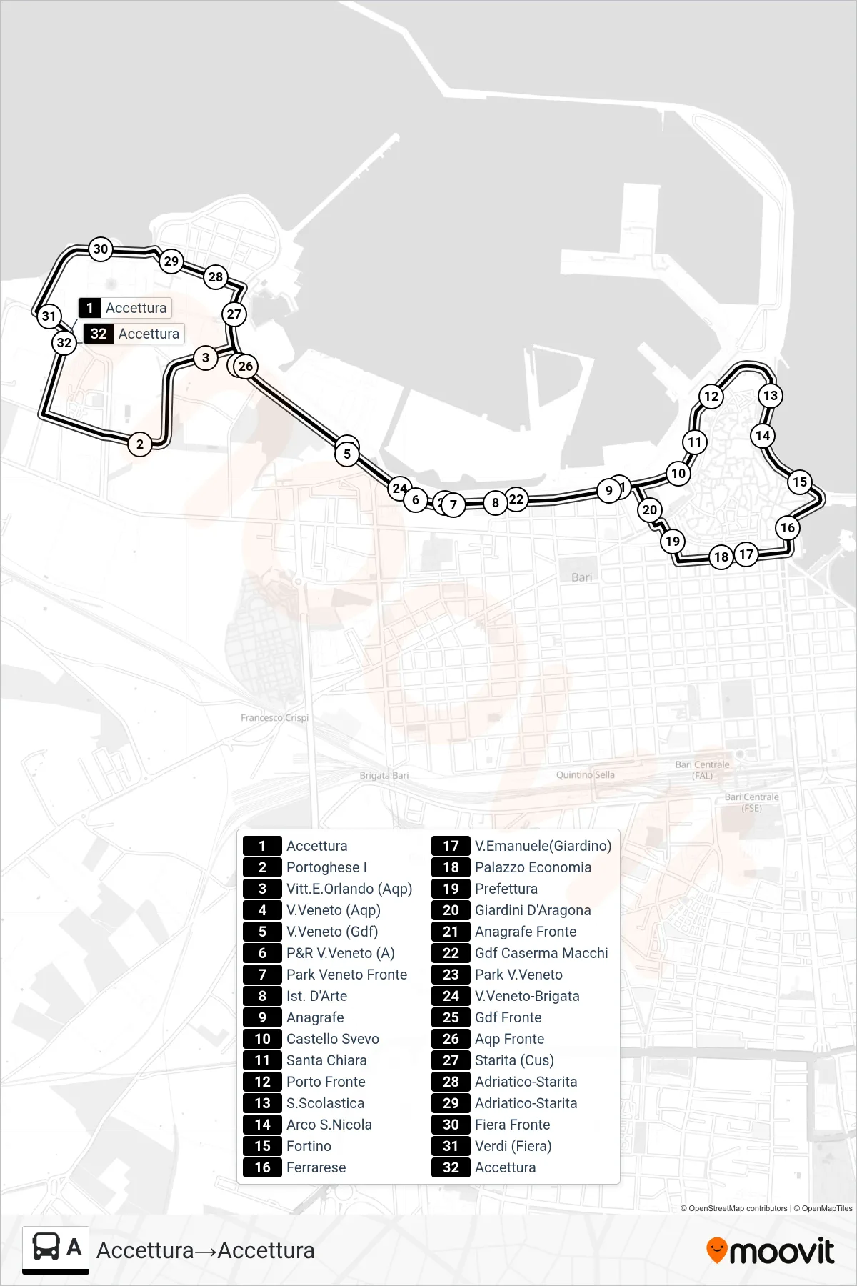 Linea A bus (Accettura→Accettura) - Percorsi e fermate sulla mappa