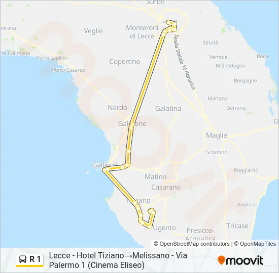 R 1 Bus Line Map