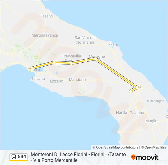 534 Bus Line Map