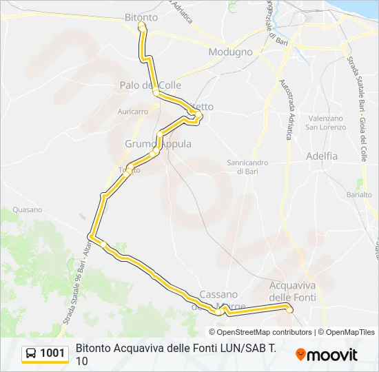 1001 Bus Line Map