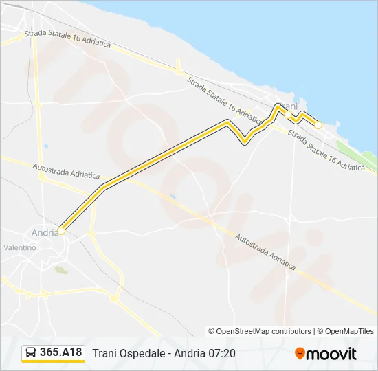 365.A18 Bus Line Map