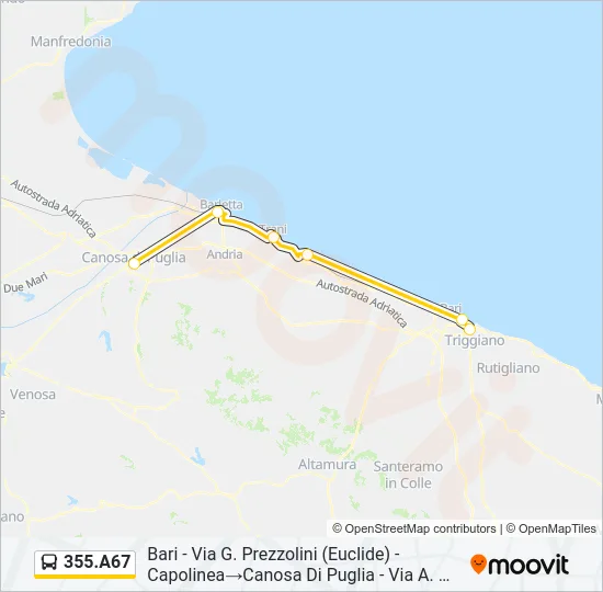 355.A67 Bus Line Map