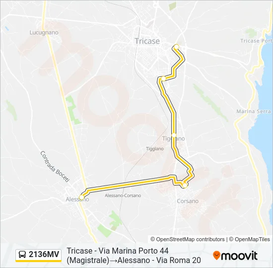 Percorso linea bus 2136MV