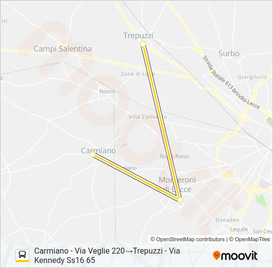 1021 - 2 Bus Line Map