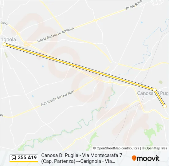 Percorso linea bus 355.A19
