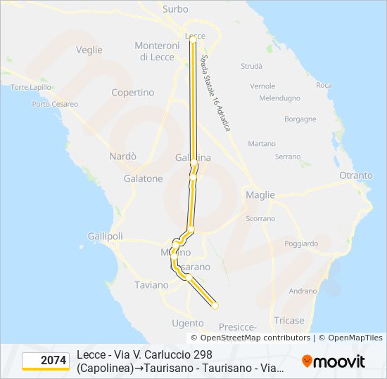 Percorso linea bus 2074