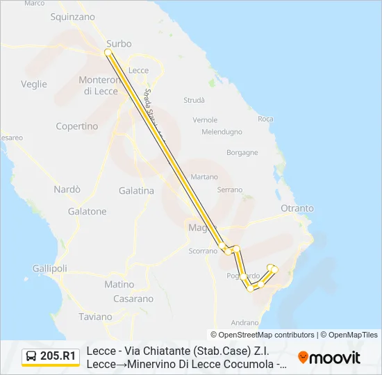 205.R1 Bus Line Map