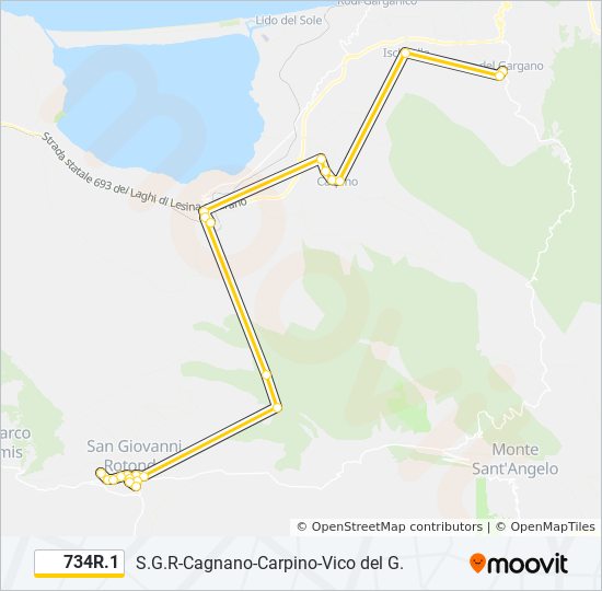 734R.1 bus Line Map