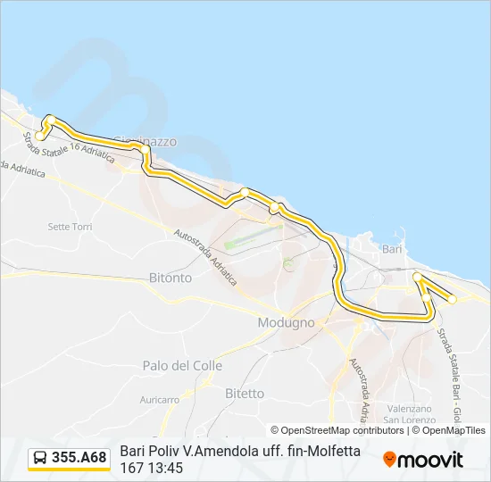 355.A68 Bus Line Map