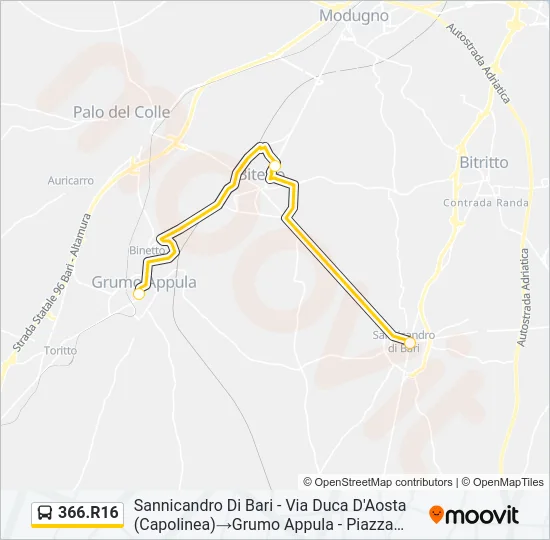 366.R16 Bus Line Map