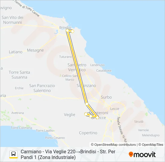 Percorso linea bus 1021 - 1