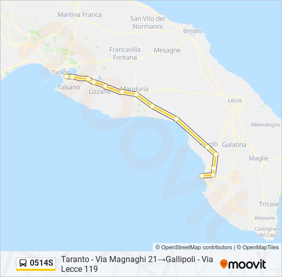 Percorso linea bus 0514S