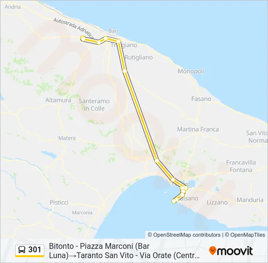 301 Bus Line Map