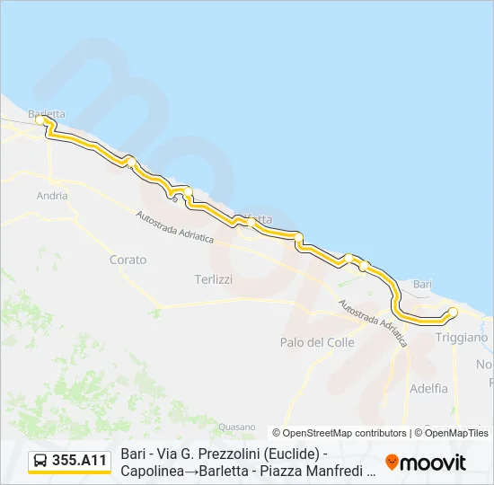 355.A11 Bus Line Map