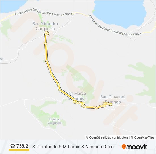 733.2 bus Line Map