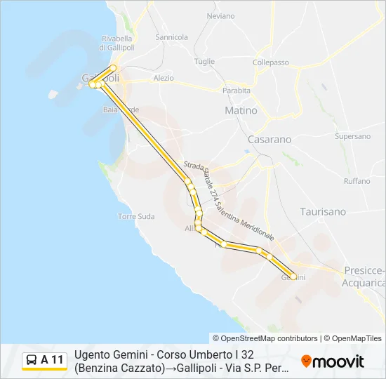 A 11 Bus Line Map