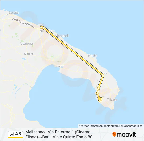 A 9 Bus Line Map