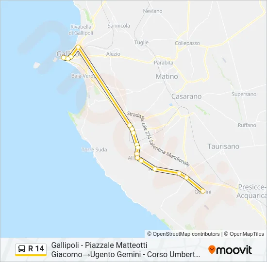 R 14 Bus Line Map