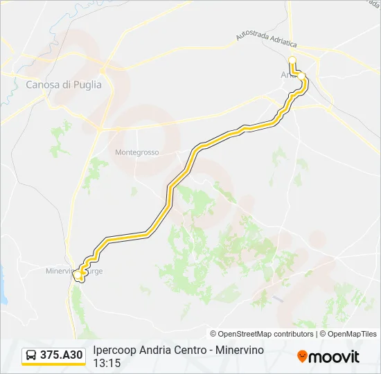 375.A30 Bus Line Map