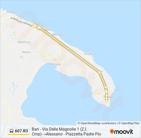 607.R3 bus Line Map