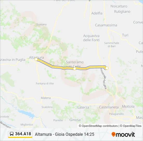 364.A18 Bus Line Map